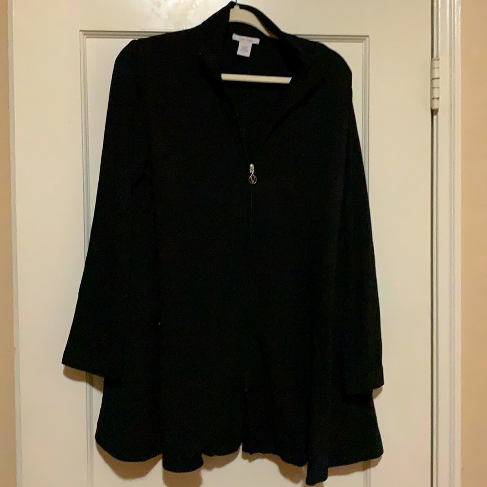 Joan Vass Sweatshirt Style Zippered Tunic Jacket